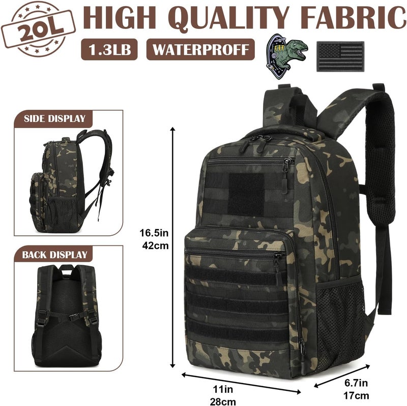 SunForMorning Kids Tactical Backpack Army Molle Bookbag Military Boys Backpack for School, Outdoor, Camping, Black CM - Image 2